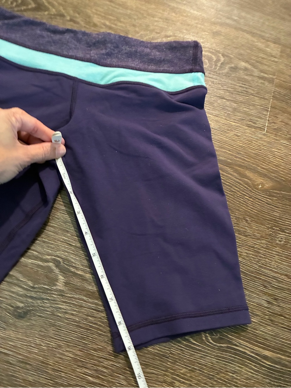 lululemon athletica Purple Athletic Bike Shorts with Teal Waistband - Picture 5 of 5